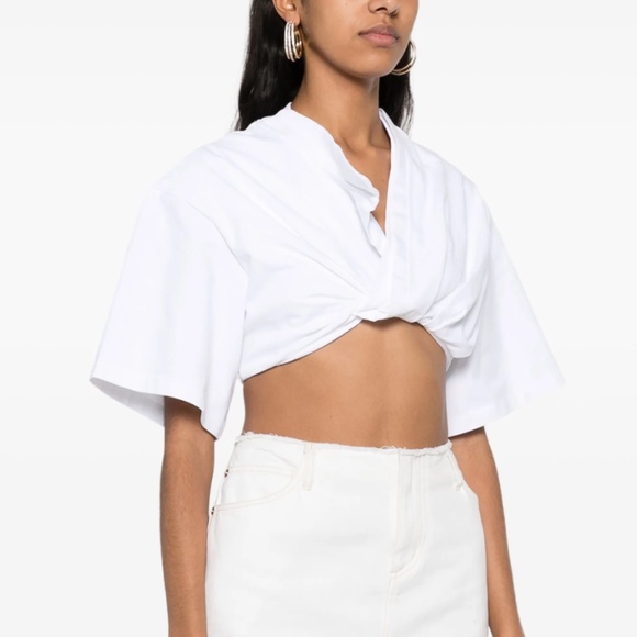 JACQUEMUS Le Bahia Court Cotton Shirt XS Crop Top Minimalist Avant Garde - Picture 1 of 9